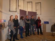 Grupo de artistas, en la presentación de la exposicin "73x73x273, A Irmá do sono". Lugo marzo 2012.