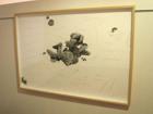 "Planetas aislados", Ana Soler. Serigrafía, estampa digital e intervenciones tridimensionales, 100 x 150 cm.